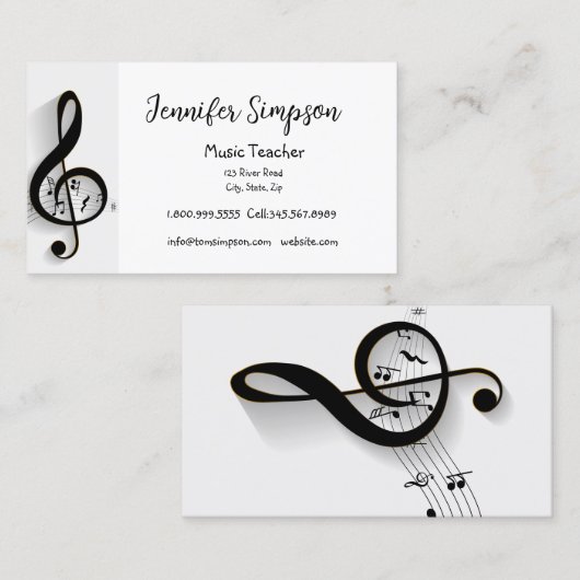 Musiciaanse Musical Muzieknoten Teacher Band Singa Visitekaartje (Voorkant / Achterkant)