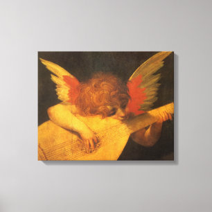 Musician Angel die Lute speelt door Rosso Fiorenti Canvas Afdruk