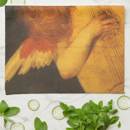 Musician Angel die Lute speelt door Rosso Fiorenti Theedoek (Gevouwen)