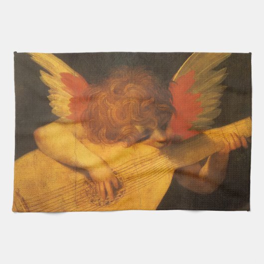 Musician Angel die Lute speelt door Rosso Fiorenti Theedoek (Horizontaal)