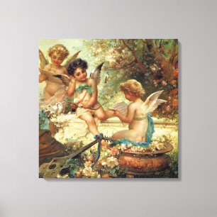 Musician Angels van Hans Zatzka, Victoriaans kunst Canvas Afdruk