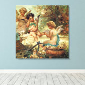 Musician Angels van Hans Zatzka, Victoriaans kunst Canvas Afdruk (Insitu (Houten vloer))