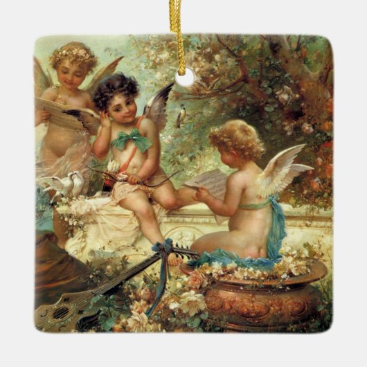 Musician Angels van Hans Zatzka, Victoriaans kunst Keramisch Ornament (Voorkant)