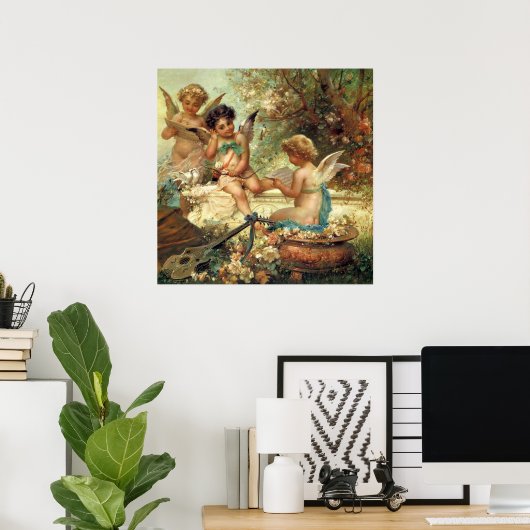 Musician Angels van Hans Zatzka, Victoriaans kunst Poster (Thuiskantoor)