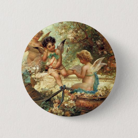 Musician Angels van Hans Zatzka, Victoriaans kunst Ronde Button 5,7 Cm (Voorkant)