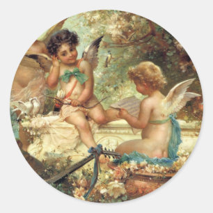 Musician Angels van Hans Zatzka, Victoriaans kunst Ronde Sticker