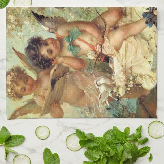 Musician Angels van Hans Zatzka, Victoriaans kunst Theedoek (Gevouwen)