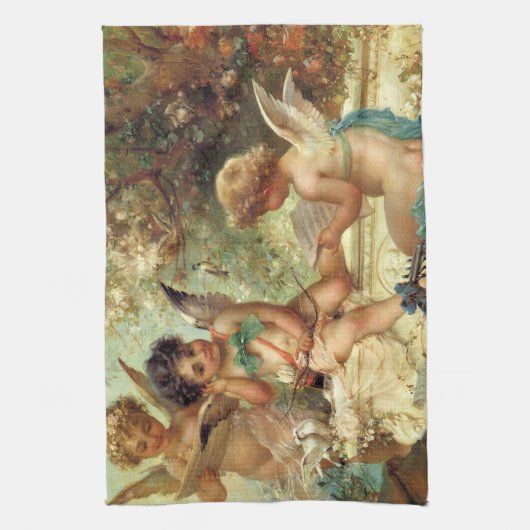 Musician Angels van Hans Zatzka, Victoriaans kunst Theedoek (Verticaal)