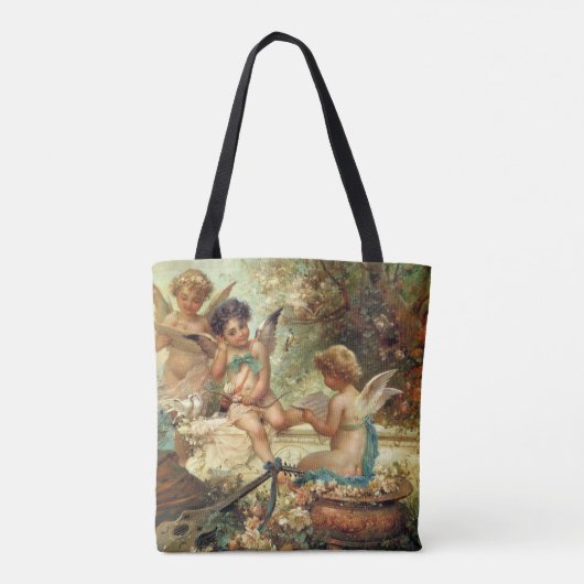 Musician Angels van Hans Zatzka, Victoriaans kunst Tote Bag (Achterkant)