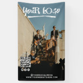 Musician Band Artist Your Logo & Qr Code Spandoek (Verticaal)