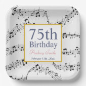 Musician Birthday Black and White Music Note Papieren Bordje (Voorkant)