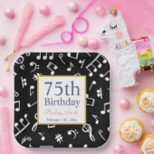 Musician Birthday Black and White Music Note Papieren Bordje (Feest)