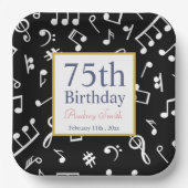 Musician Birthday Black and White Music Note Papieren Bordje (Voorkant)