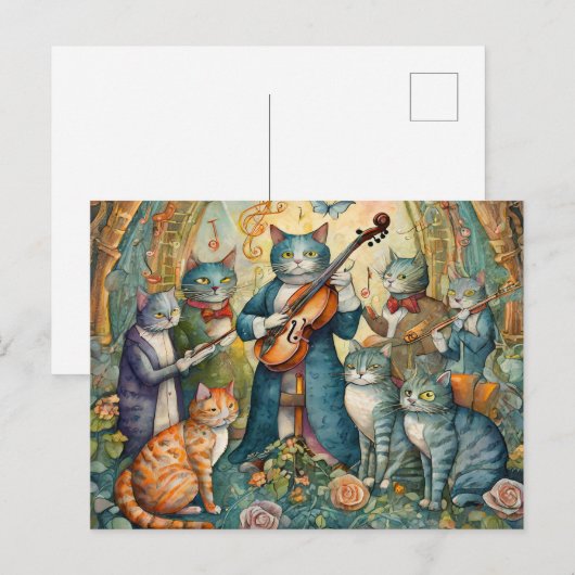 Musician Cat Briefkaart (Voorkant / Achterkant)