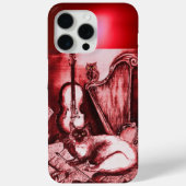 MUSICIAN CAT,OWL,MUZIEKINSTRUMENTEN IN RODE RUBY Case-Mate iPhone CASE (Achterkant)