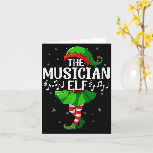 Musician Elf Christmas Girls Women Elf Squad Xmas  Kaart (Gele Bloem)
