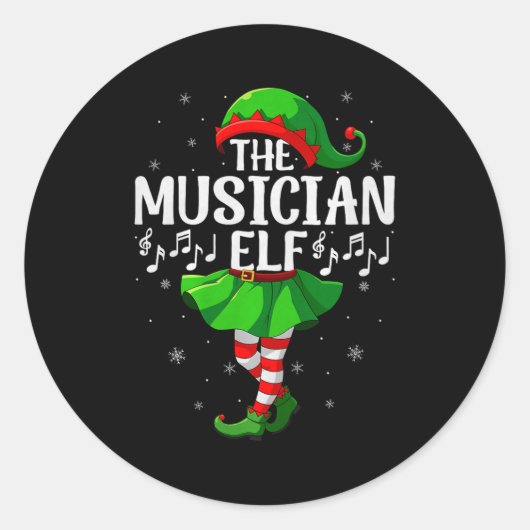 Musician Elf Christmas Girls Women Elf Squad Xmas  Ronde Sticker (Voorkant)