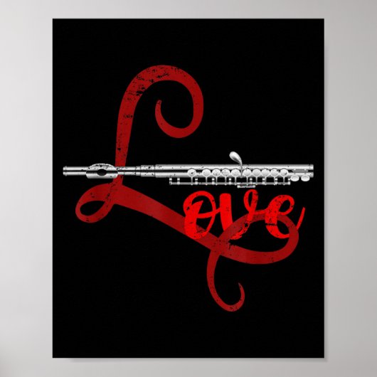 Musician Flutist Valentines Day Gift Orchestra Flu Poster (Voorkant)