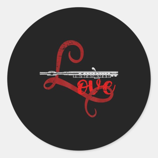 Musician Flutist Valentines Day Gift Orchestra Flu Ronde Sticker (Voorkant)