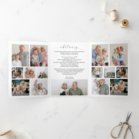 Musician Funeral Tri-Fold Program Template Piano Drieluik Programma (Binnen)