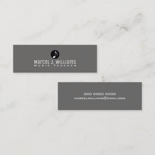 musician gray business card with music note mini visitekaartje