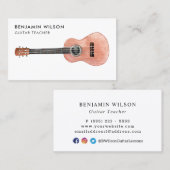 Musician Guitar Teacher Waterverf Visitekaartje (Voorkant / Achterkant)