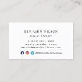 Musician Guitar Teacher Waterverf Visitekaartje (Achterkant)