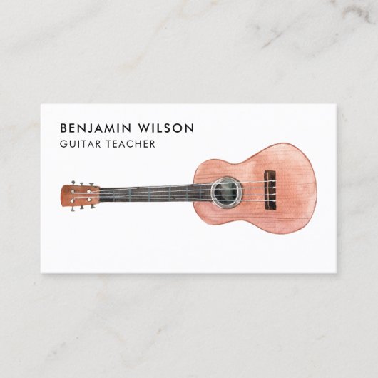 Musician Guitar Teacher Waterverf Visitekaartje (Voorkant)