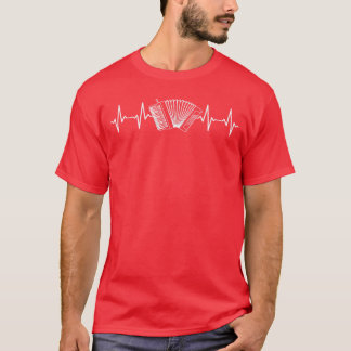 Musician Heartbeat Accordion Player Air Accordion  T-shirt