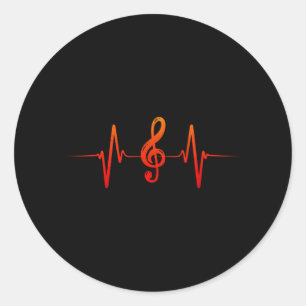 Musician Heartbeat Clef Ronde Sticker