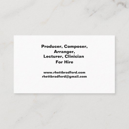 Musician Horn Player Composer Arranger Visitekaartje (Achterkant)