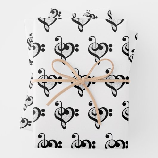 Musician Music Note Pattern Heart Inpakpapier Vel (In situ)