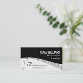 Musician music staff and QR code black Visitekaartje (Staand voorkant)