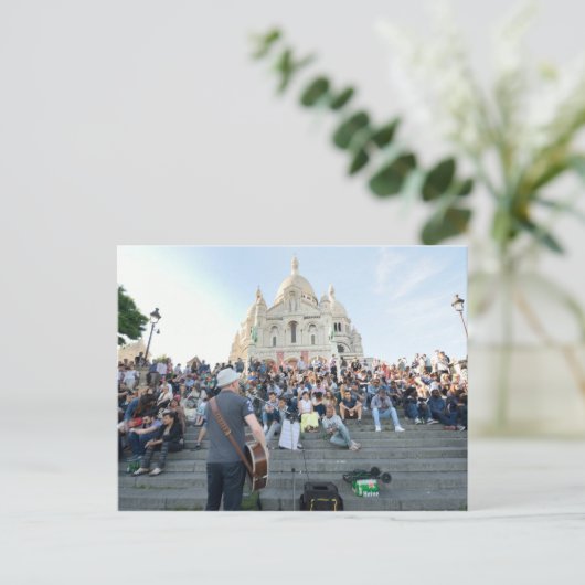 Musician Outside Sacre Coeur Paris Briefkaart (Staand voorkant)