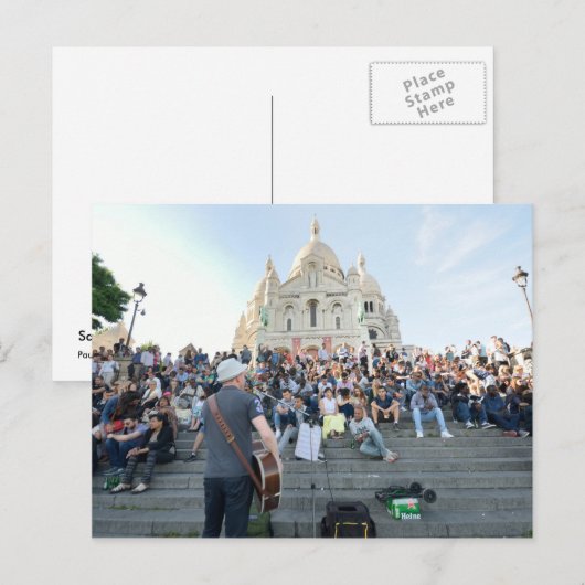 Musician Outside Sacre Coeur Paris Briefkaart (Voorkant / Achterkant)