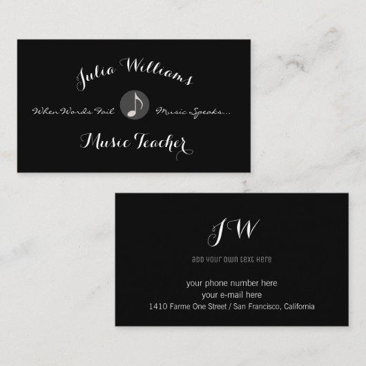 Musician's Blk. visitekaartje met muzieknoot (Voorkant / Achterkant)