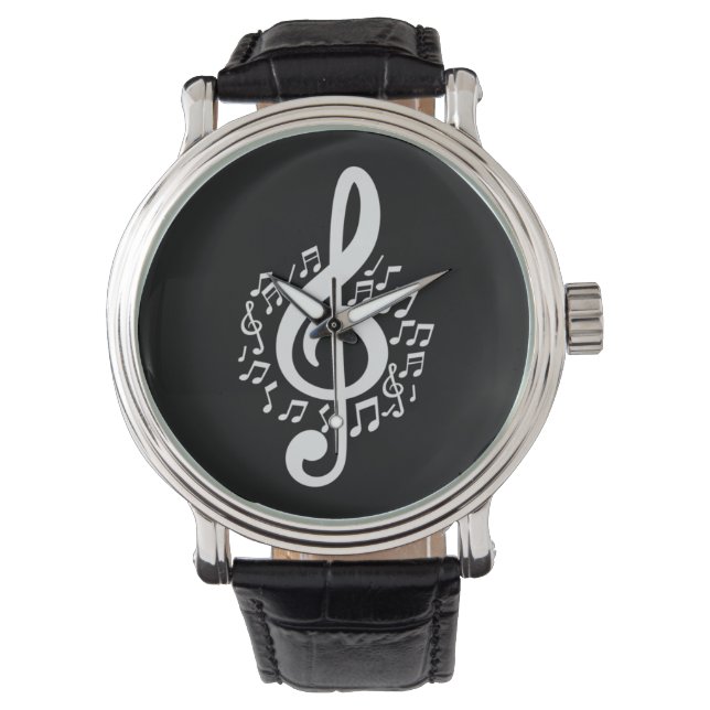 Musicien Gift Music Treble Clef Watch Horloge (Voorkant)