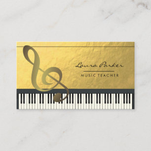 Musicien Gold Foil met muzieknotitie Piano-toetsen Visitekaartje