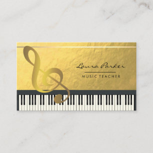 Musicien Gold Foil met muzieknotitie Piano-toetsen Visitekaartje