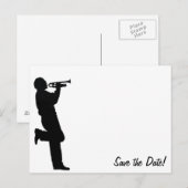 Musicien met zwarte en witte Trumpet Jazz Aankondigingskaart (Voorkant / Achterkant)