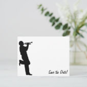 Musicien met zwarte en witte Trumpet Jazz Aankondigingskaart (Staand voorkant)
