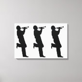 Musicien met zwarte en witte Trumpet Jazz Canvas Afdruk (Voorkant)