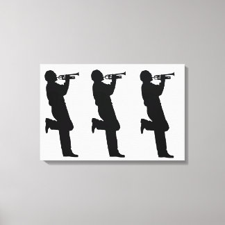 Musicien met zwarte en witte Trumpet Jazz Canvas Afdruk
