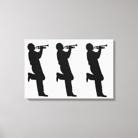 Musicien met zwarte en witte Trumpet Jazz Canvas Afdruk (Voorkant)