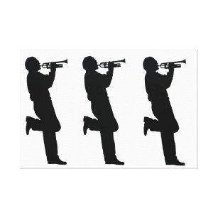 Musicien, zwart en wit, Trumpet Jazz Canvas Afdruk