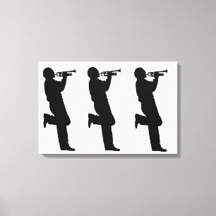 Musicien, zwart en wit, Trumpet Jazz Canvas Afdruk