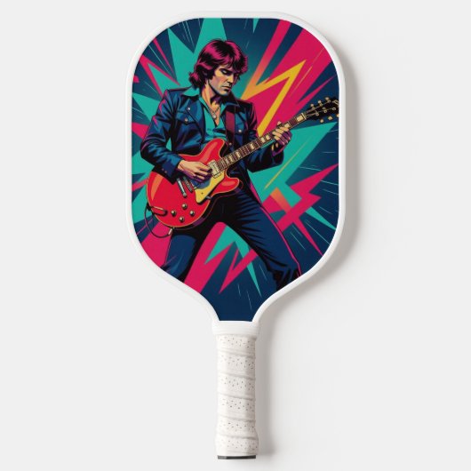 Músico de Rok con su Guitarra Pickleball Paddle (Voorkant)