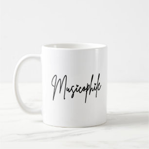 Musicofiele tyfoon met liefdesharten zwart schrijv koffiemok