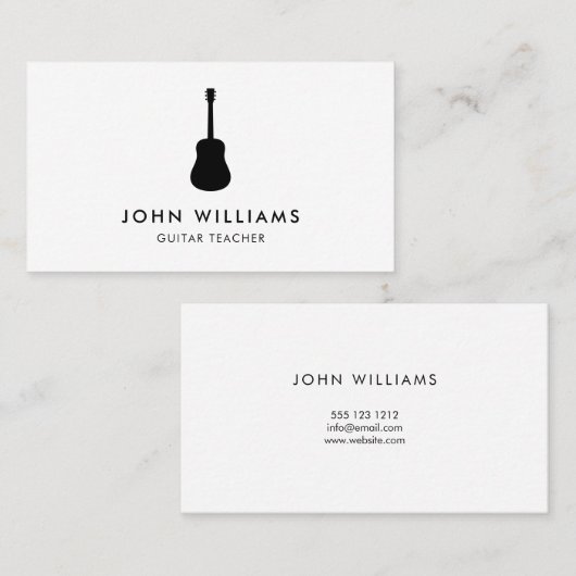 Musicus Acoustic Guitar Minimalist Modern Visitekaartje (Voorkant / Achterkant)