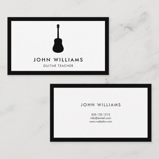 Musicus Acoustic Guitar Minimalist Modern Visitekaartje (Voorkant / Achterkant)